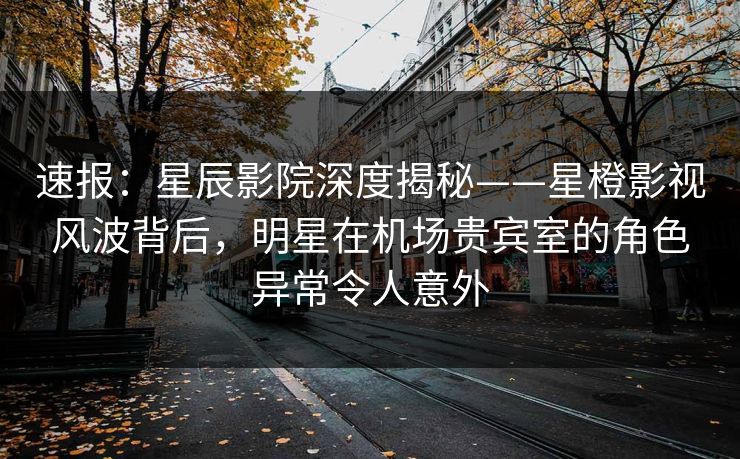 速报：星辰影院深度揭秘——星橙影视风波背后，明星在机场贵宾室的角色异常令人意外